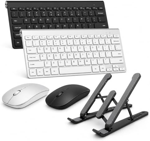 Kit Teclado e Mouse Sem Fio com Suporte Ajustável para Notebook 2...