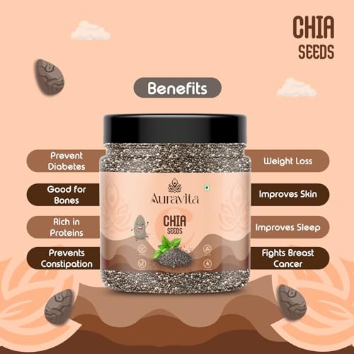 Image of Auravita 4 Combo (Chia, Pumpkin, Sunflower & Flax Seed) 250gms each (1KG total) Jar Pack | Mix Seeds for Eating Superfood Perfect for Gifting