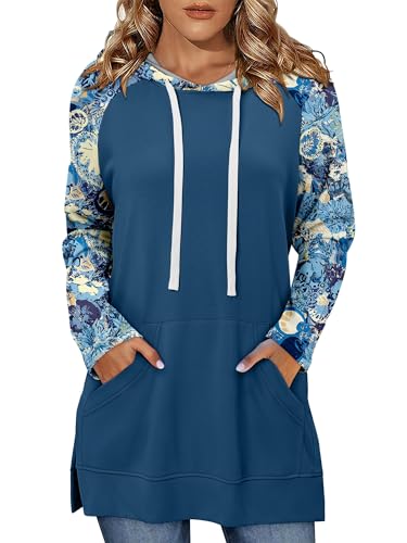 KISSMODA Women Hoodies Dress Long Sweatshirts Dress Raglan Sleeves Oversized Sweatshirts with Pocket 2025 Fall Winter Trendy