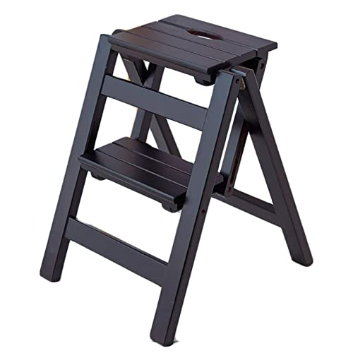 Escalera plegable de madera con 2 peldaños para hogar 2