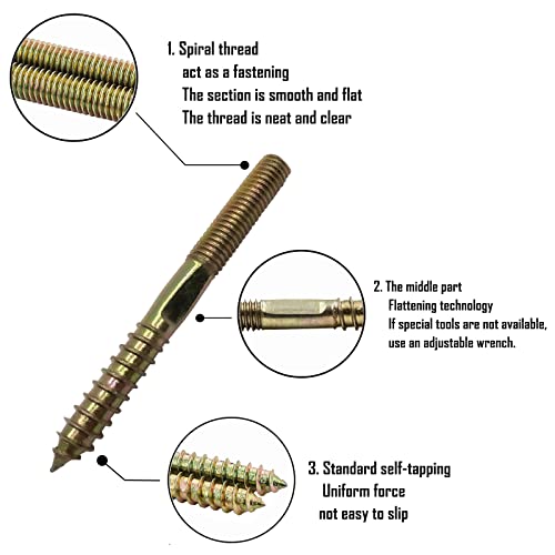 Image of 10pcs M8X80mm Double Thread Self Tapping Screws for Furniture Connector Sofa and Stair Fittings with 1pcs Thread Hanger Bolt Driver