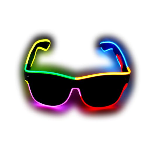 MaxLax EL Wire colourful glasses Portable Battery Pack Glowing Rope Lights el glasses for Parties Halloween (Mutilcolor-2)