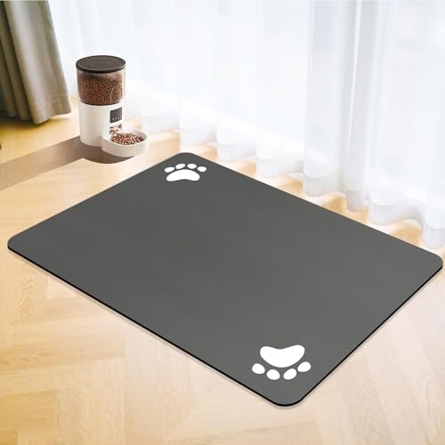 Napfunterlage Hund,Futtermatte Katzen Saugfähige Schnelltrocknend Hundenapf Unterlage,rutschfeste Haustier Fütterung Matte Napfunterlage Hund Haustiere Napfunterlage Katzenmatte (Dunkelgrau, 50x70cm)
