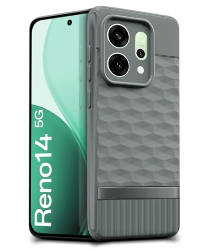 Image of WOW IMAGINE Silicone Back Cover for Oppo Reno 14 5G with Hexa Cube Design (Olive Green)