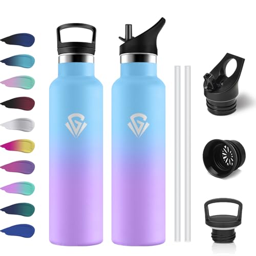 Bottiglia Termica 750ml, Borraccia in Acciaio Inossidabile con Cannuccia e Filtro, Termos a Doppia Parete, Riutilizzabile, senza BPA, Borracce per Sport, Palestra, Yoga, Viaggio, Campeggio, Uffici