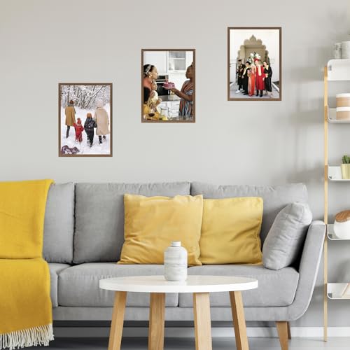 Image of JCJMY 10x13 Picture Frame Brown for Wall Hanging, Wall Mounting Horizontally or Vertically, 10 x 13 Wall Gallery Poster Photo Frame with Shatter Resistant Plexiglass, Brown