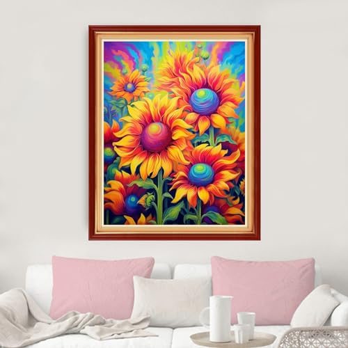 Image of Dimxvean Stamped Cross Stitch Kits,Cross Stitch Kits for Adults Beginners,Embroidery Kits Full Range of Cross Stitch Stamped Kits Needlepoint Kits Cross Stitch Patterns-Magic Sunflower 16x20 inch