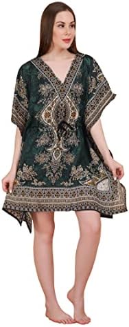Short Kaftan Beach Cover ups Dresses for Women Ladies Dashiki African Caftan Loungewear Free Size