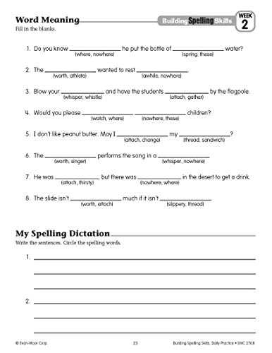 Evan-Moor Building Spelling Skills, Grade 4 - Homeschooling & Classroom Resource Workbook, Reproducible Worksheets, Teaching Edition, Spelling Strategies, Reading And Writing Skills #TOP4