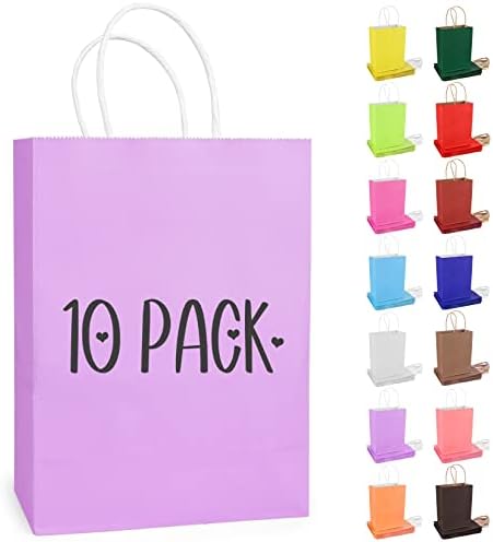 ARTCUT 40 PCS Gift Bags, Brown Paper Bags, Small Paper Party Bags with Handles, Birthday Gift Bag for Presents, Paper Gift Bags for Wedding, Birthday, Party, 150x80x210mm (Hot Pink)