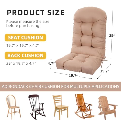 NBHUIYJJ Adirondack Chair Cushion, 48" x 19.7" x 4.7" Rocking Chair Cushion, UV-Protect & Water-Repellent Thickened High Back Patio Chair Cushion for Indoor/Outdoor, Beige, 1 Count by NBHUIYJJ - Used condition - Image 2