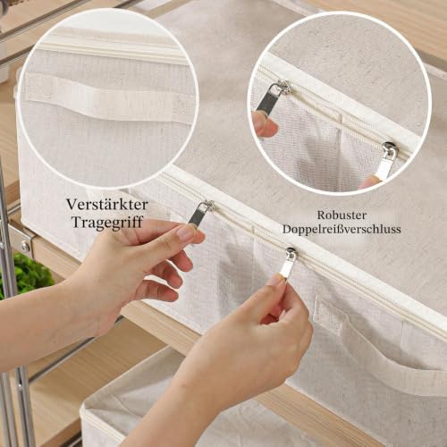 ENUMAIL Unterbett Aufbewahrungskörbe mit Deckel,60x30x15cm,Beige,2 Stück – Ansicht 5