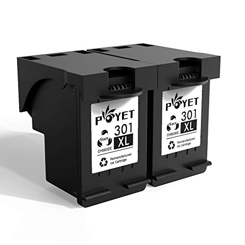 Poyet 301XL Remanufacturado Cartucho de Tinta Reemplazo para HP 301XL HP301 XL HP 301 Negro Alto Rendimiento Compatible con HP Deskjet 1000 1010 1050 2000 2050 HP Envy 4500 4502 4504 (2 Negro)