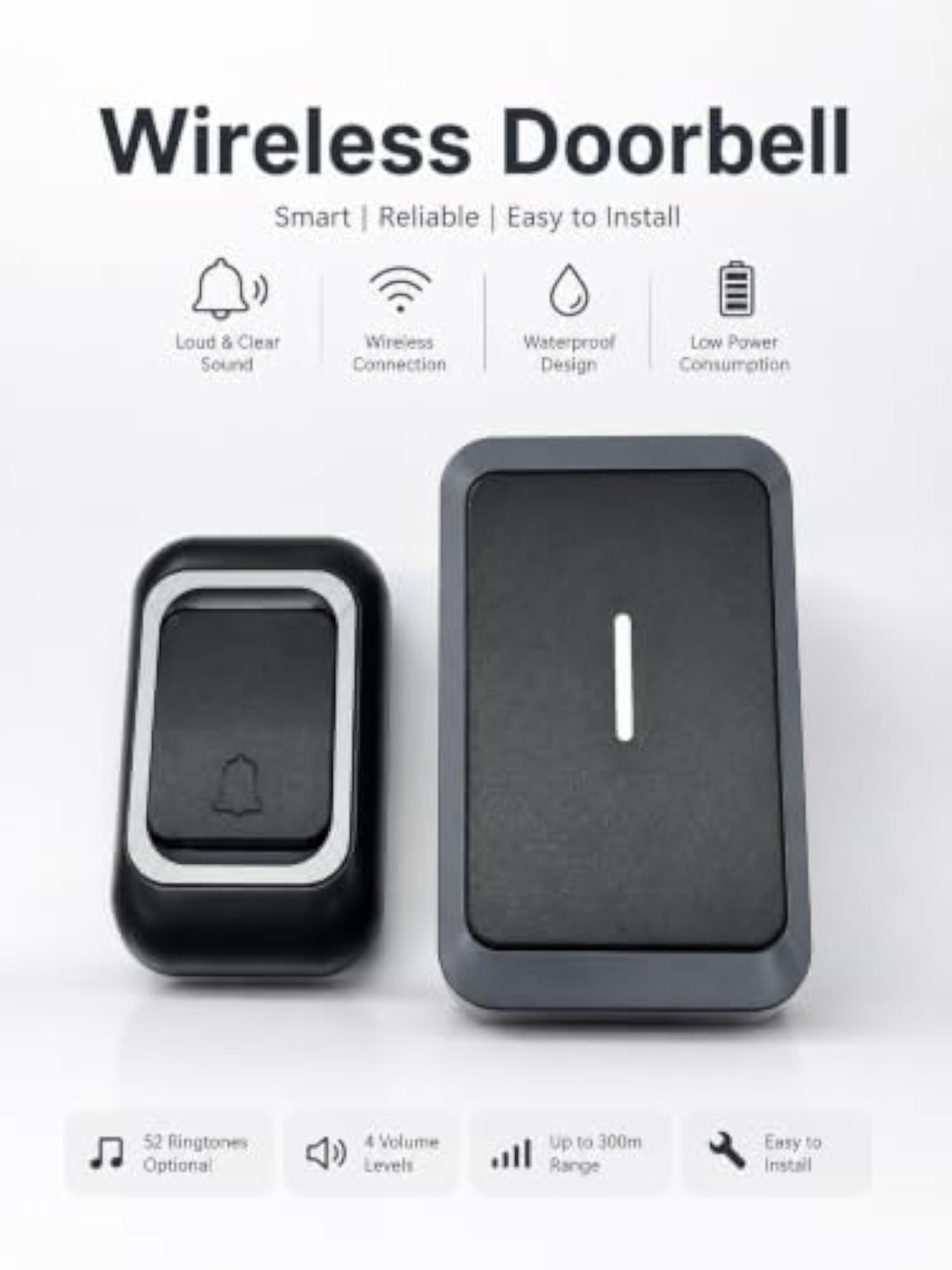 Wireless Door Bell Kit with Remote Push Button