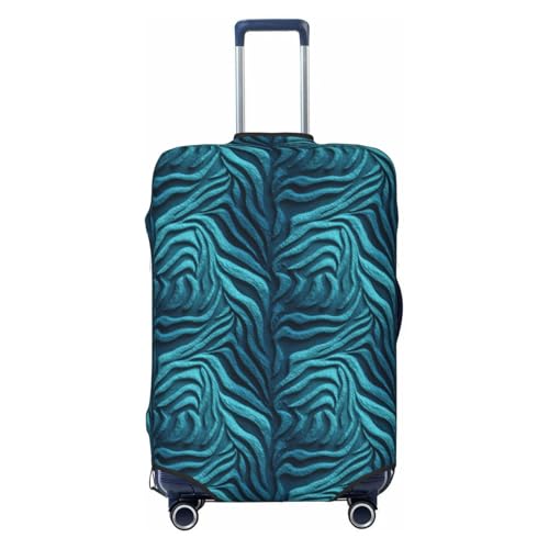 Abstract Zebra Stripes Cyan And Turquoise Elastic Travel Luggage Covers Dustproof Scratch-Resistant Suitcase Protector Fit 22-24 Inch