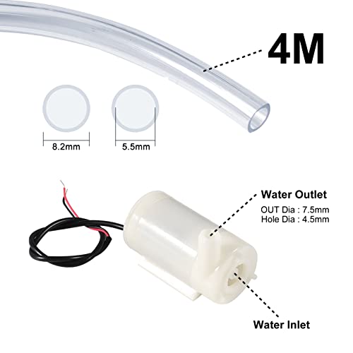 Diitao 4Pcs Dc 3-5V Micro Submersible Mini Water Pump With 2Pcs Clear Vinyl Tubing Flexible Pvc Tubing(1M) For Aquariums Fish Tank Pond Fountain Hydroponics Garden (4Pcs White Pump+4M Tube) #TOP2