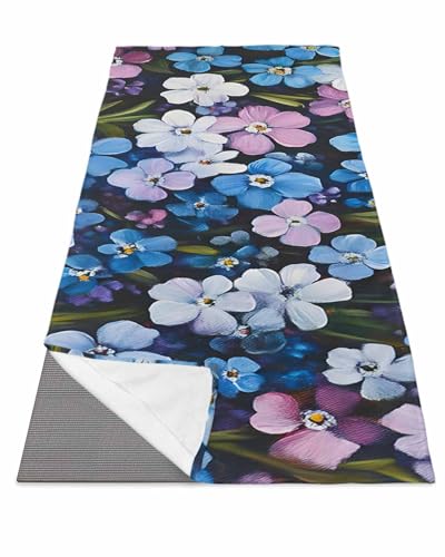 BOSIJOY Yoga Mat Towel,Pastoral Seamless Blossom Flower Non Slip Sweat Absorbent Hot Yoga Towels with Corner Pockets,Oil Painting Floral Art Soft Microfiber Towel for Pilates Bikram 74