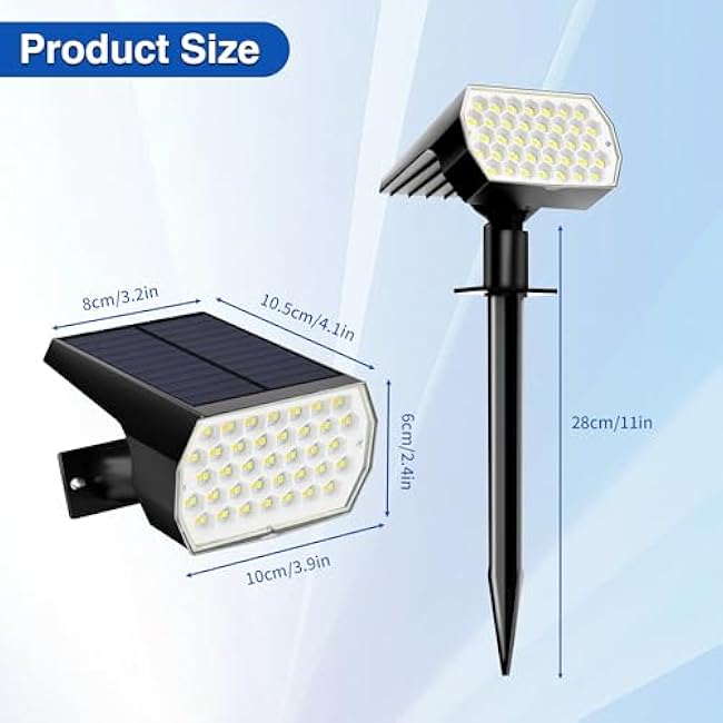 Solar Spot Lights Outdoor - 74 LED 3 Lighting Modes 2-in-1 Solar Landscape Spotlights, IP65 Waterproof Outdoor Solar Lights for Yard Garden Pathway Outside Landscape - 4PK