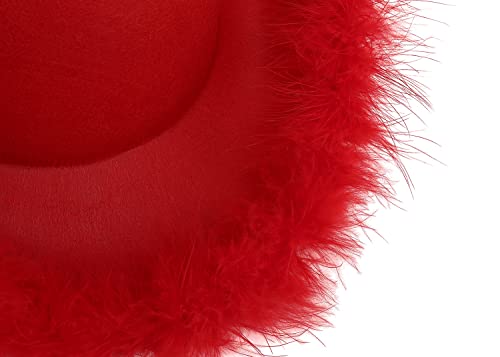 Amybasic Red Cowboy Hat, Red Cowgirl Hat, Feather Boa Cowgirl Hat For Teengae Girls Or Women #TOP2