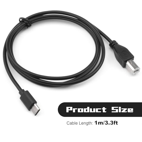 USB C MIDI Kabel für Yamaha Casio Digital Piano MIDI Controller DJ Controller, USB B auf USB C Druckerkabel Scannerkabel für MacBook Pro, Air, HP, Epson, Canon, Brother, Lexmark, Xerox,1m