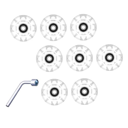 Outanaya 1Set Light Up Double Row Skate Wheels PU Replacement Wheels with Bearings Wrench for Roller Skating Enhance Comfort Performance for Adults