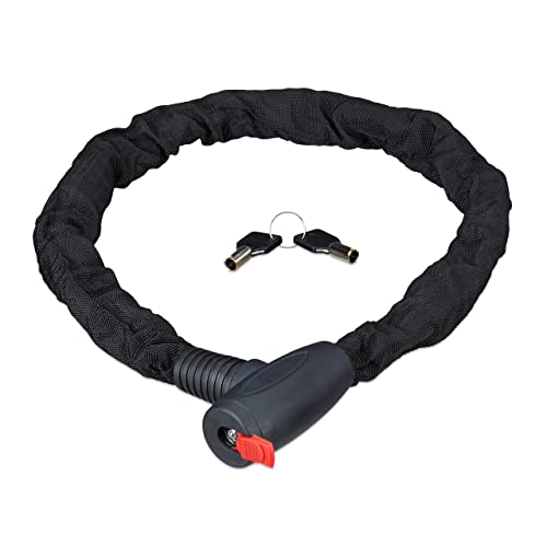 Cadenas antivol vélo noir robuste chaîne longue 100 cm pour moto 2 clés