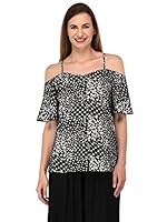 PATRORNA Women's Plus Size Cold Shoulder Peasant Top (PT6A049_Multicolor_5XL)