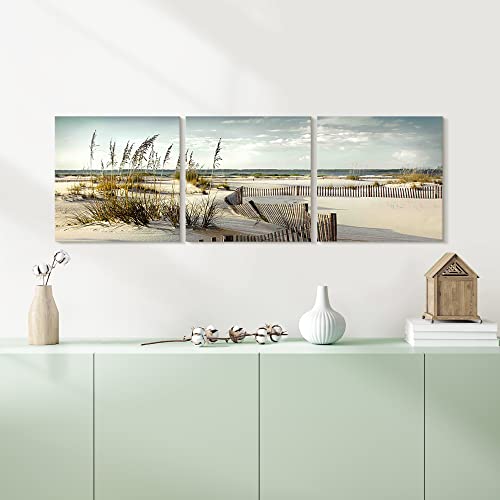 Beach-Canvas-Wall-Art-Decor-3-Pieces-Bedroom-Coastal-Picture-Seaside-Pathway-Artwork-Seascape-Fence-Painting-Print-for-Bathroom-12×12 Beach Canvas Wall Art Decor 3 Pieces Bedroom Coastal Picture Seaside Pathway Artwork Seascape Fence Painting Print for Bathroom 12×12