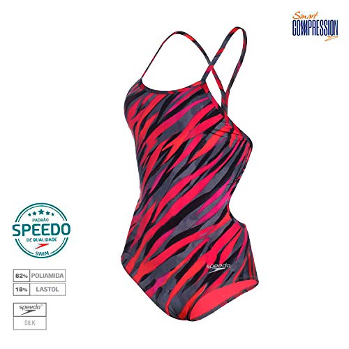 Speedo Tiger Maillot , Mulheres, Cinza (Grafite), GG2