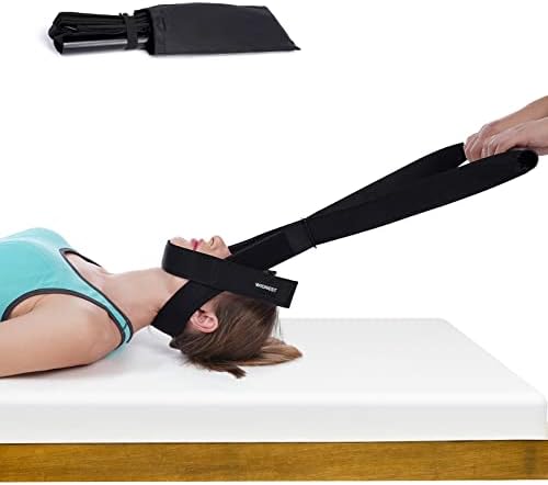 Neck Stretcher Strap, Spine Chiropractic Decompression Tool with Chin Belt. Cervical Neck Traction Device.
