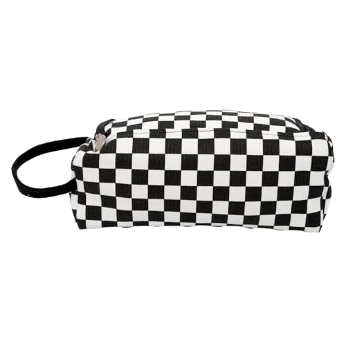 Image of Zollyss Polyester Big Capacity Pencil Case High Large Storage Pouch Marker Pen Case Simple Stationery Bag School College Office Organizer for Teens Girls & Boys (Black & White)