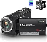 Delmodes Videokamera 2.7K 50MP Camcorder 16X Digitalzoom Vlogging Camera mit...