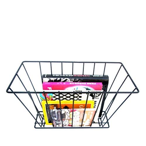 Indian Decor 24200 Mid-Century Metal Vinyl Magazine Newspaper Rack (Black, 19" x 9" x 13", Large)-image-1