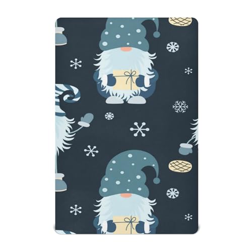 Moudou Christmas Gnome Playard Sheet for Boy Girls, Soft Breathable Fitted Toddler Sheet for Standard Playard Bed Mattress, 39 x 27 x 5 Inch