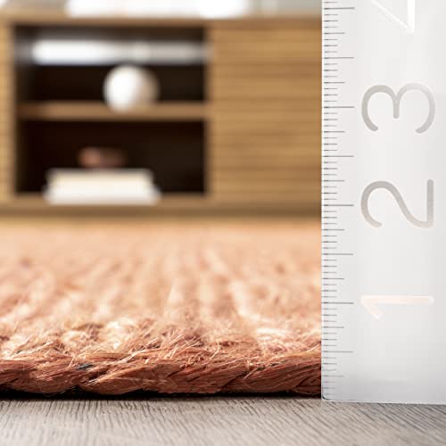 Image of Natural Jute Rounds Rug - Vibrant Color Handwoven Area Carpet for Living Room, Bedroom & Boho Decor - Eco-Friendly Circular Mat - Multiple Sizes & Colors -(Rust, 3x3 feet