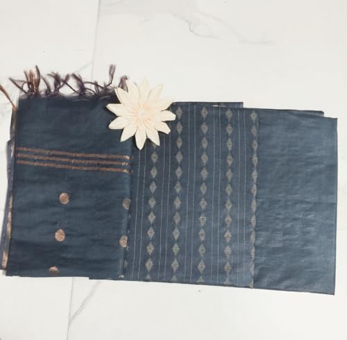 Image of STB-SILK TEXTILES BHAGALPUR Women's Bhagalpuri Cotton Silk Unstitched Salwar Suit Dress Material With Dupatta