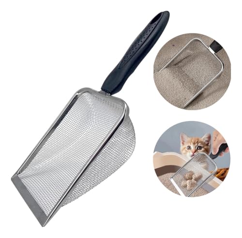 Pá Higiênica em Aço Inox, Peneira Reutilizável para Caixa de Areia de Gatos, Longa Durabilidade