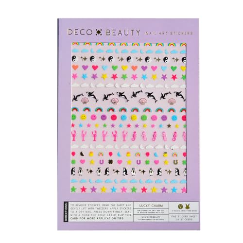 Deco Beauty Lucky Charm Nail Stickers - Trendy, Long-Lasting Nail Art Decals – Easy DIY Application for Salon-Quality Manicures