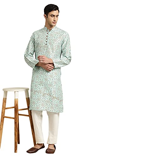 Image of SOJANYA Men's Silk Blend Printed Since 1958 Kurta Churidar Pyjama Set