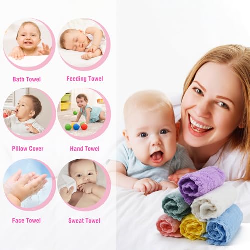 Image of Baby Washcloths 24-Pack, Microfiber Coral Fleece Baby Towels, Super Soft and Absorbent Wash Cloths for Newborns, Infants and Toddlers, 7''x9'', Multicolor