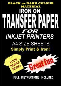 Imprimible Plancha Camiseta y Tela Papel Transfer para Telas Oscuras 100 A4 Hojas