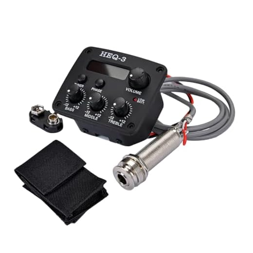 LIFKOME Preamplificador para Guitarra Acústica con Pastilla Piezoeléctrica Ecualizador de Bandas con Control de Volumen Pantalla LCD con Afinador Digital y Función de Metrónomo Indicador