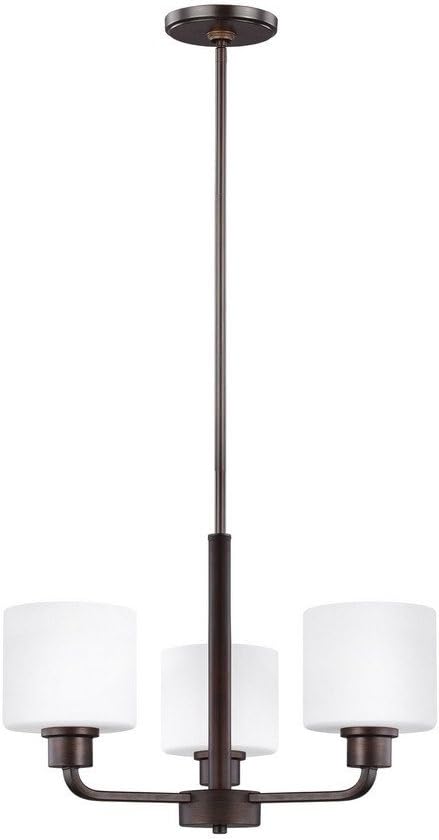 Generation Lighting 3128803-710 Transitional Three Light Chandelier from Seagull - Canfield Collection in Bronze/Dark Finish, 300 Total Watts, 13.12 Inch Height