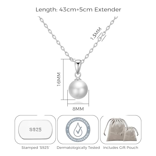 Philip Jones Sterling Silver White Shell Pearl Necklace - Image 4