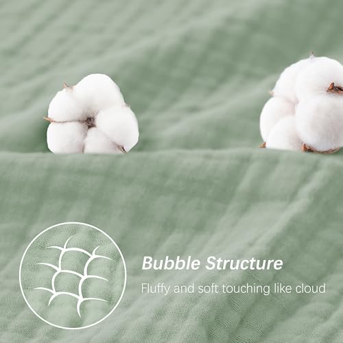 Image of SWEET DOLPHIN Muslin Hooded Baby Bath Towels - 2 Pack 100% Cotton Towel for Babies, Infants, Toddlers - 32x32Inch - Highly Absorbent and Newborn Essential, Green and Grey