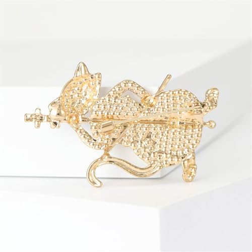 Image of Play The Cello Cat Cartoon Animal Brooch Lapel Pins Badge Unique Brooches for Women Girls Suit Dresses Clothing Backpacks Bags Hats Accessory Fashion Jewelry
