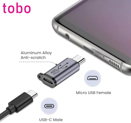 Image of Tobo USB-C to Micro USB Adapter, USB Type C Female to Micro USB Male Converter USB C to Micro B 2.0 Charge & Data Sync Compatible with Samsung Galaxy S7 S6 J7 Note 5 Kindle Ps4 and More-TD-1300CC