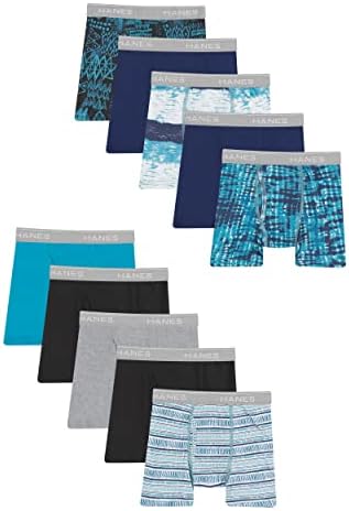 Hanes Boys' and Toddler Underwear, Comfort Flex and Comfortsoft Boxer Briefs, Multiple Packs Available pack of 10