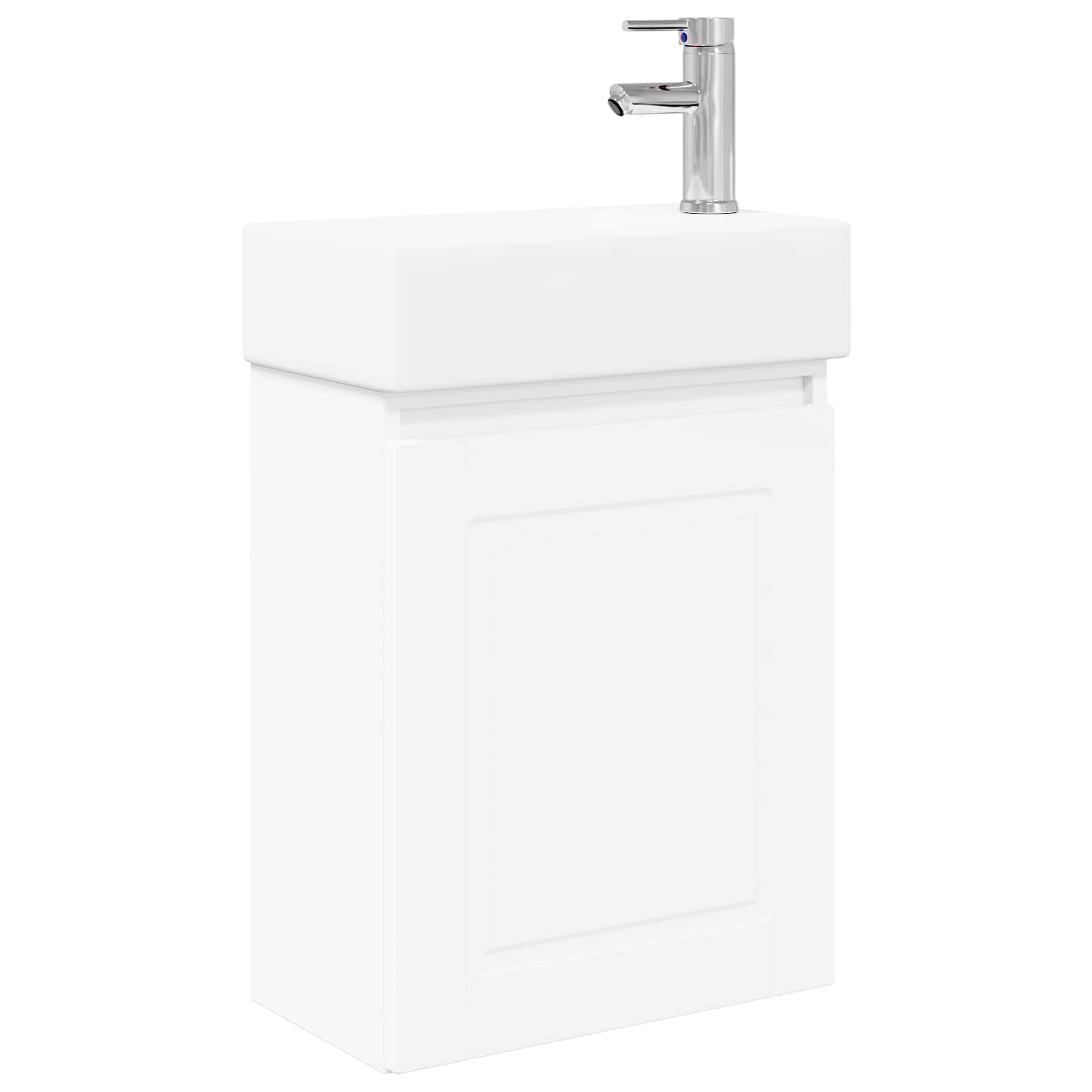 Mobile sottolavabo da bagno con lavabo in ceramica e miscelatore bianco, salvaspazio, montaggio a parete, moderno set di mobili da bagno per WC degli ospiti, 45,5 x 22,5 x 84 cm