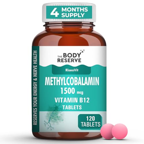 Image of THE BODY RESERVE Vitamin B12 Tablets 1500 mcg as Methylcobalamin Vitamin B12 Supplements for Men & Women -120 Veg tablets (4 Months Supply Pack) (Pack - 2)